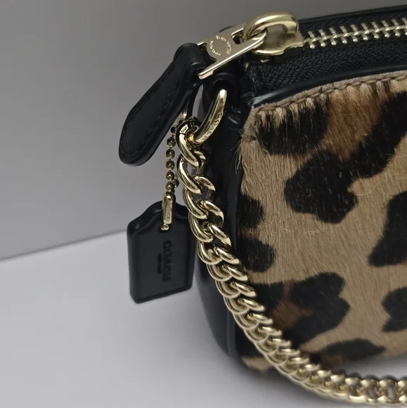 Coach Nolita Leopard Print Clutch Wrislet Bag Top Handle Gold Vintage F64583 - Picture 4 of 6